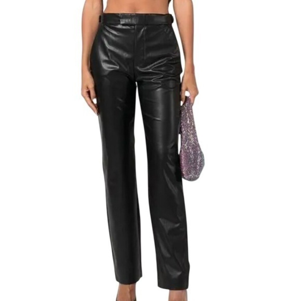 RtA‎ Womens 8 Maren High Waist Button Fly Faux Leather Pants in Black NWT